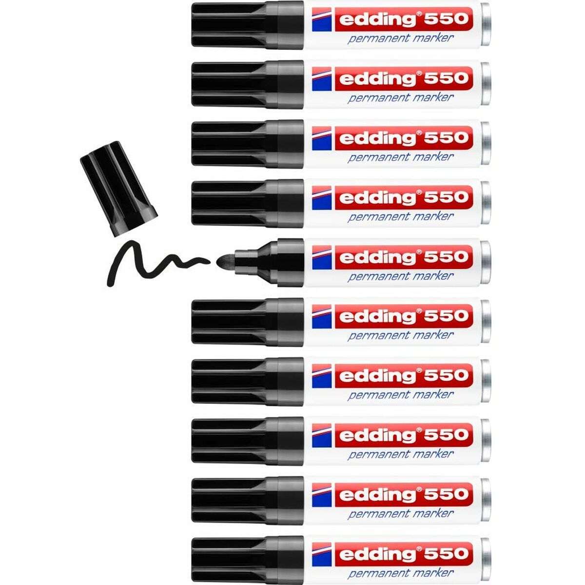 Trajni marker Edding 550 Črna (10 kosov)